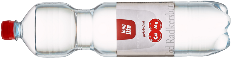 Foto: Long Life Mineralwasser / Starzinger GmbH & CO KG Natürliches Mineralwasser aus der Steiermark: eine 1,5-Liter-Flasche Long Life prickelnd